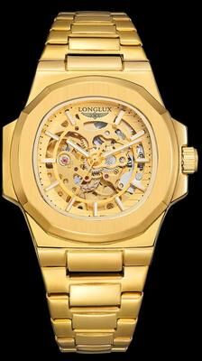 Inspired Finds LONGLUX Prestige Automatic Skeleton Watch For Men gold