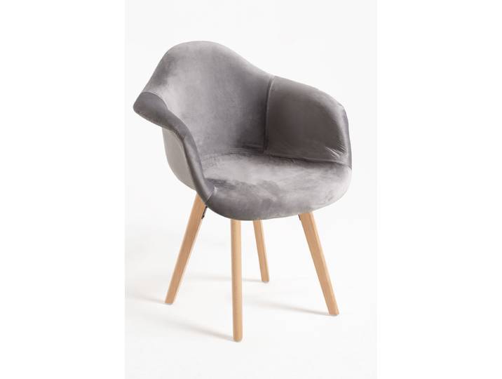 4er Set Belu Samt Stühle - Gris clair