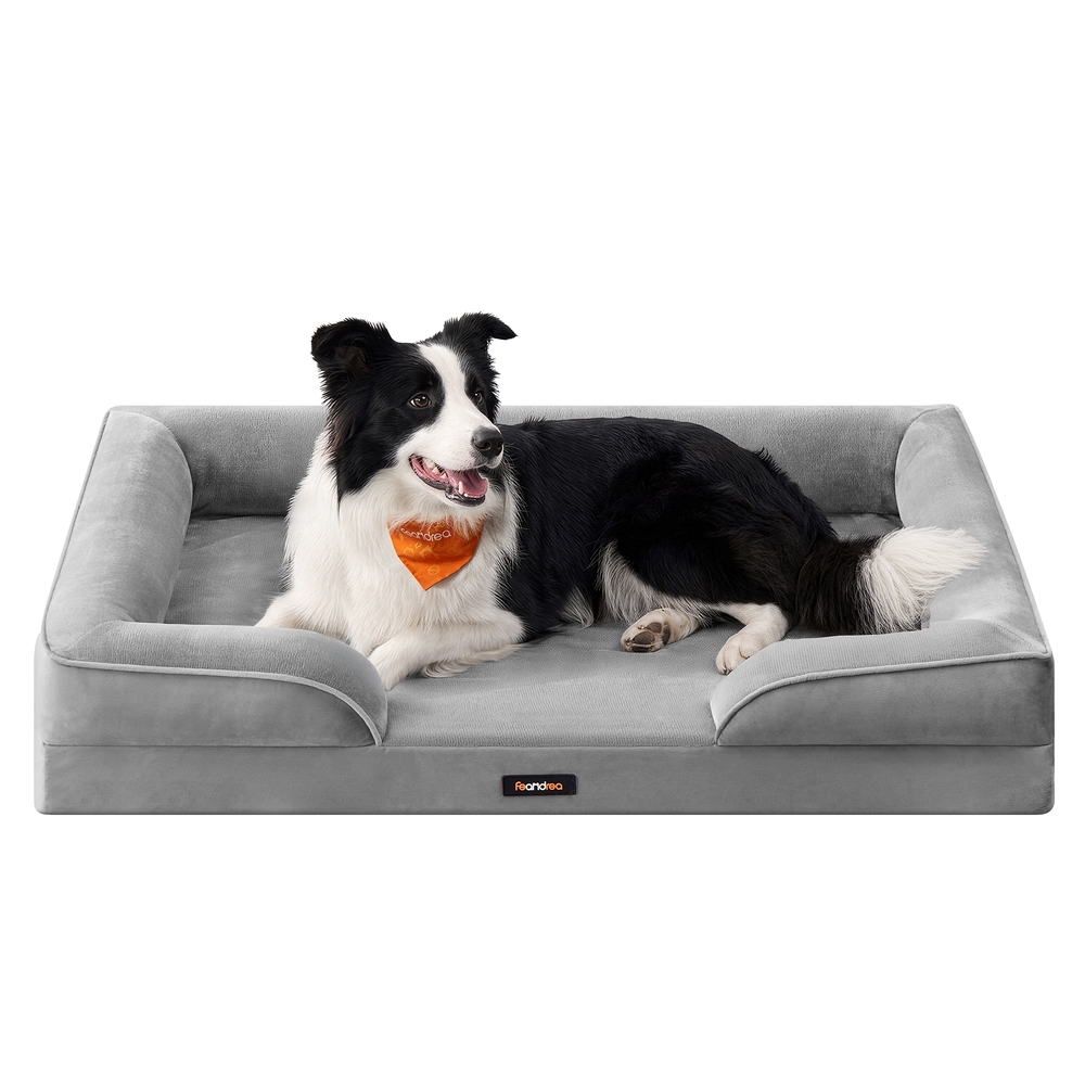 Feandrea Orthopädisches Hundebett taubengrau 104x69x17 cm Noppenschaumstoff PGW323GD01