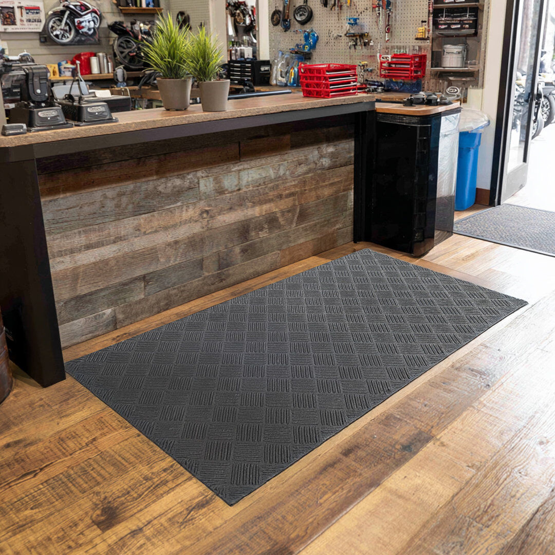 Symple Stuff Ant-Slip Recycled Rubber Floor Mat 1.2M Black 120cm W x 1000cm L
