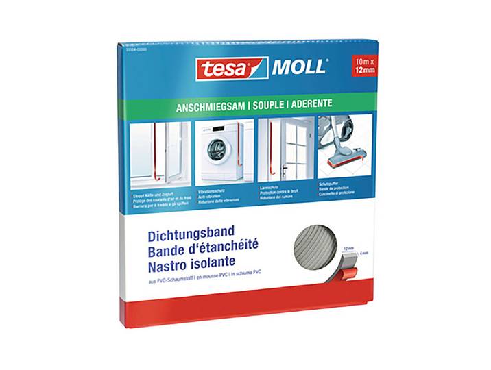 Tesa Disch­tungsband PVC-Schaum­stoff Weiss 10 m × 12 mm × 4 mm