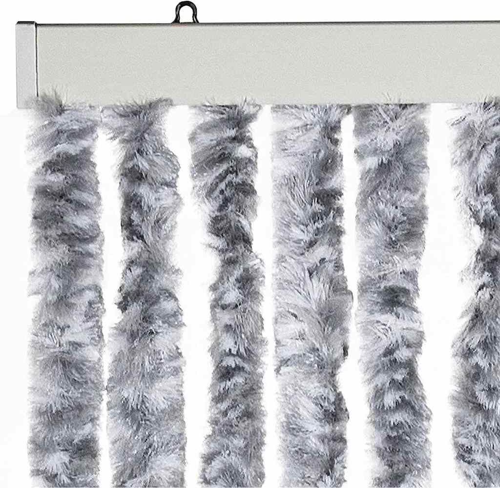 vidaXL Cortina mosquitera de chenilla blanca y gris 90x200 cm Blanco