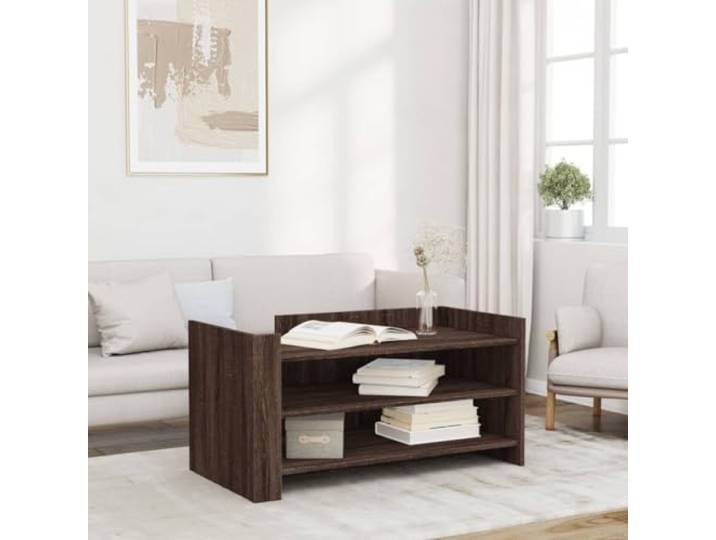 HEFZGDB Couchtisch Braun Eichen-Optik 100x50x50 cm Holzwerkstoff mit Stauraum und Stabiler Tischplatte, Beistelltisch für Wohnzimmer, langlebiges Möbelstück