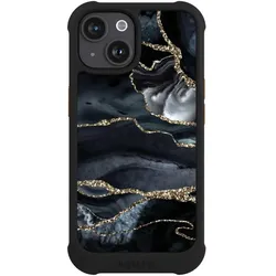 Nivocase Hülle für Apple iPhone 15 Stossfeste Handyhülle NIVOmax Case Schwarz Glitzer Look Marmor Trends (Apple iPhone 15), Smartphone Hülle, Schwarz