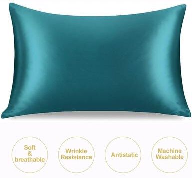 Inspire Select Silky Satin Pillowcase For Hair And Skin, Soft Mulberry Style Pillow Case Standard Queen King, Wrinkle Free teal queen 19.69 X 29.53 In
