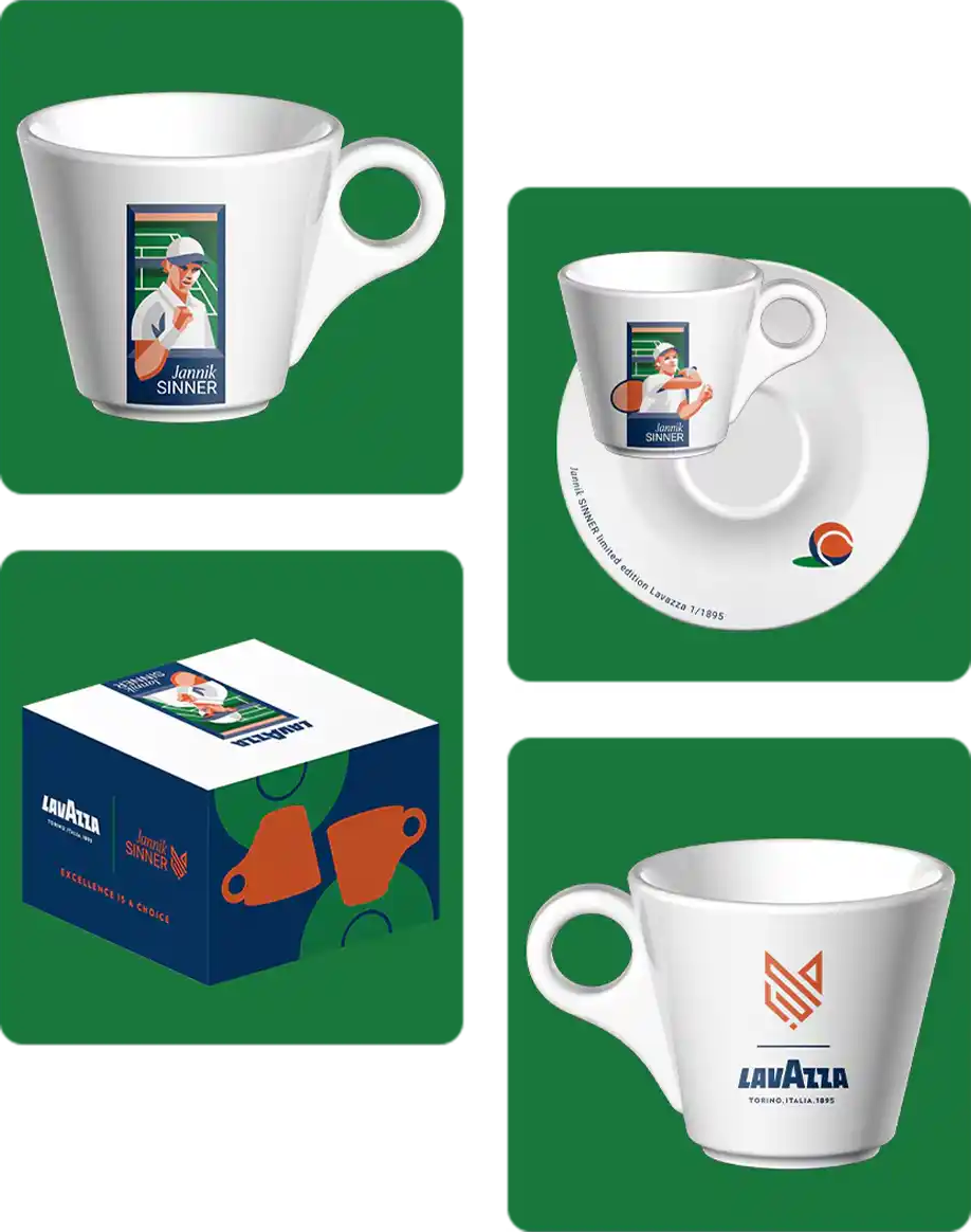 Lavazza   Jannik Sinner Grass Edition set expresso - 2 tasses à expresso + 2 soucoupes