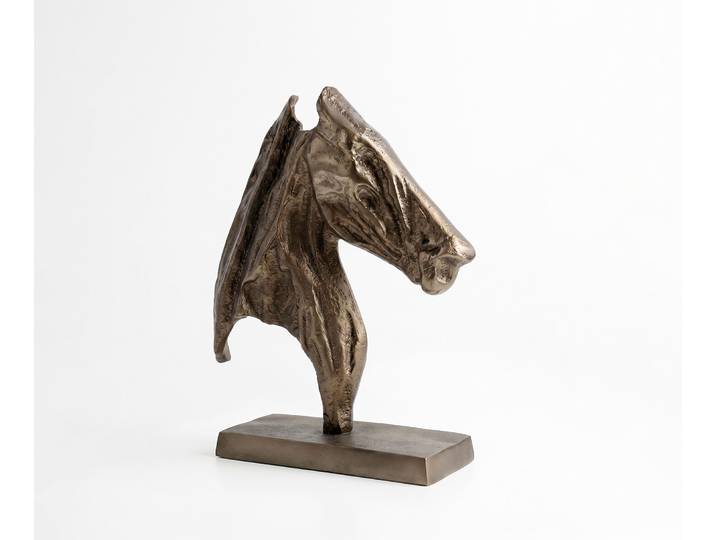 DELIFE Figur Cavallo B31 x T11 x H37 cm Aluminium Aurum Satin Handgemacht, Wohnaccessoires