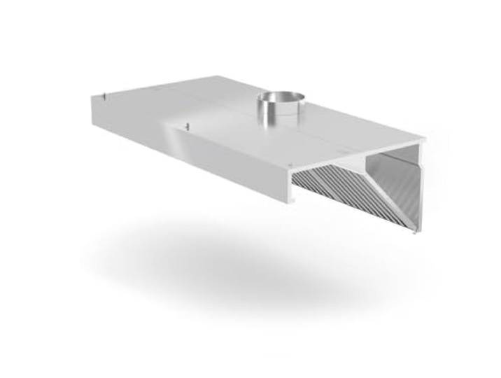 HENDI Dunstabzugshaube, Wandmontage, mit einem Satz Labyrinthfilter aus Edelstahl (spülmaschinenfest), Lüftungsanschluss: ø200mm, mit LED-Beleuchtung, 1000x700x(H)450mm, Edelstahl