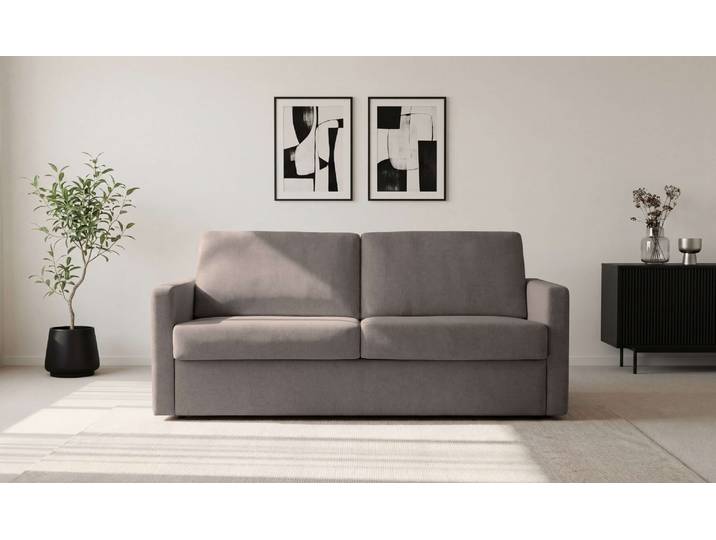 Schlafsofa GOODPRODUCT GOLDPOINT 182cm, Dauerschläfer, Liegefläche 140/200 cm , grau (braun), B:182cm H:85cm T:100cm, 100% PES, Sofas, Schlafsofa, 3-Sitzer mit Dauerschläfer-Funktion, Bonell-Federkernmatratze
