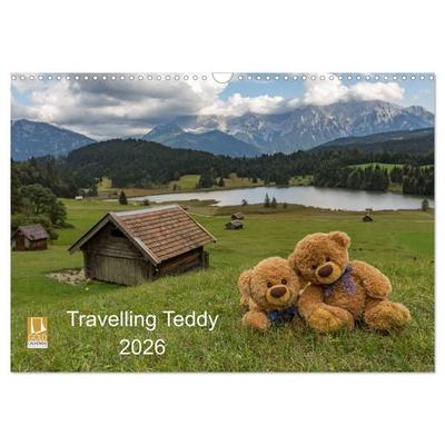 Travelling Teddy 2026 (Wandkalender 2026 DIN A3 quer), CALVENDO Monatskalender