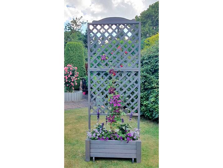 Rankhilfe PROMADINO Romantica , grau, B:80cm H:210cm T:38cm, Holzwerkstoff, Rankhilfen, Rankhilfe, Rankkasten, BxTxH: 80x38x210 cm