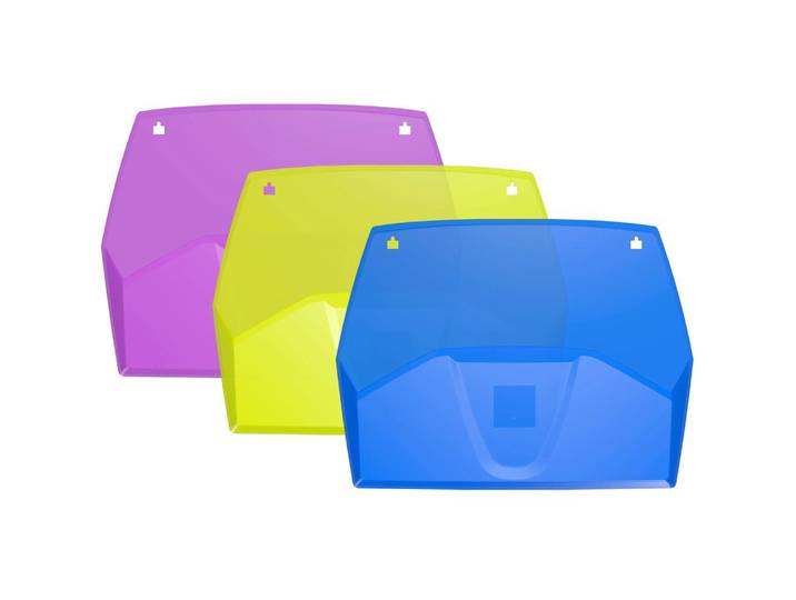 EXACOMPTA Set de 3 trieurs muraux horizontaux 1 compartiment Crystal - Couleurs assorties
