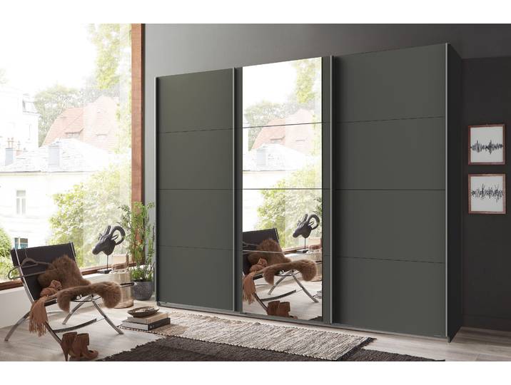 Schwebetürenschrank WIMEX Bern Schiebetürenschrank , grau (graphit, alu), B:270cm H:236cm T:64cm, Holzwerkstoff, Schränke, Schwebetürenschrank, Schrank mit zusätzlicher Innenausstattung, Garderobe