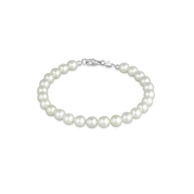 Perlenarmband ELLI "Zeitlos aus Muschelkernperlen 925 Silber", weiß, Armbänder, Damen, 22cm, ohne Stein, Silber 925 (Sterlingsilber), Perlenarmband