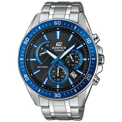 Chronograph CASIO EDIFICE, silber (blau, silberfarben), Armbanduhren, Herren, Chronograph, Quarzuhr,Armbanduhr,Herrenuhr, bis 10bar wasserdicht, Edelstahlarmband