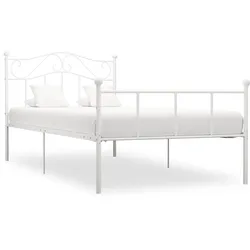 vidaXL Bettgestell Weiß Metall 100×200 cm