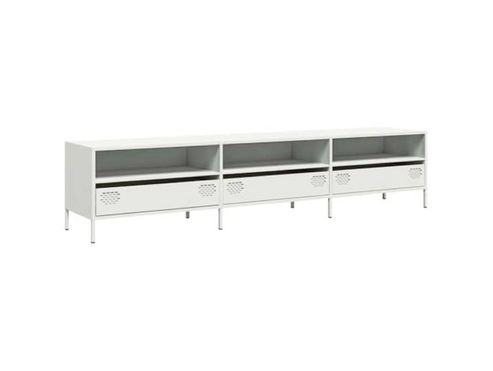 KGFHERENB TV-Schrank Metall Lowboard Weiß 202x39x43,5 cm Vielseitiges TV-Möbel im Industrie-Design mit 3 Fächern und 3 Schubladen für Wohnzimmer und Schlafzimmer.