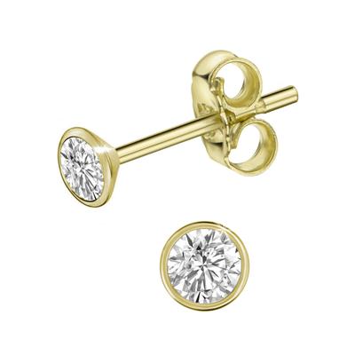 Paar Ohrstecker FIRETTI "Schmuck Geschenk Gold 585 Ohrschmuck Solitär", gold (gelbgoldfarben, hw = hochfeines weiß), Ohrringe, Damen, 2,7mm, 0,1 SI = kleine Einschlüsse, Diamanten Gelbgold 585, Diamanten, Gelbgold 585, mit Brillant - Zargenfassung
