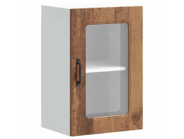 Helloshop26 Wandschrank für die Küche mit Glastür, 40 x 31 x 60 cm, praktische Aufbewahrung, antikes Design, aus Holz, 02_0049958