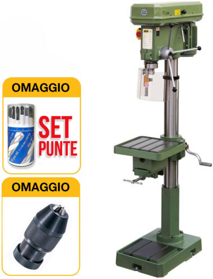 Ltf M05860252 Trapano a colonna a pavimento 400V, tavola ribaltabile con morsa