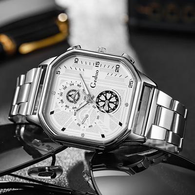 ModernMart Elegant Eye Dial Men's Quartz Wristwatch Luxury Fashion Watch sliver