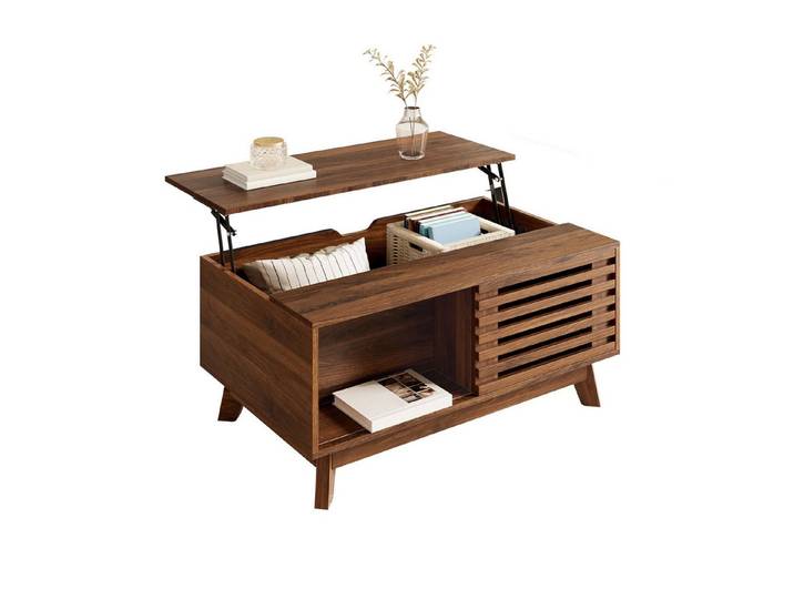 Fine Life Pro Couchtisch Couchtisch höhenverstellbar Walnuss, 1 Tisch, Walnuss, Wohnzimmer