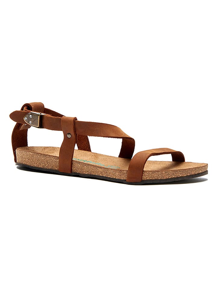 Comfortfusse Leder-Sandalen in Hellbraun - 39
