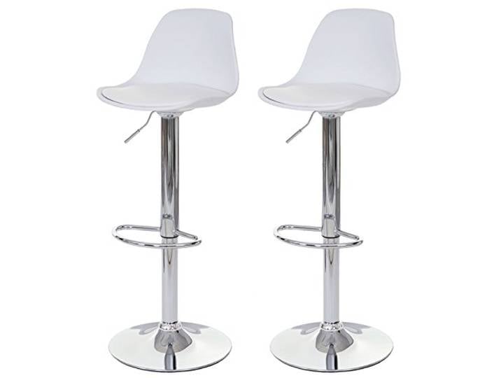 Mendler 2er-Set Barhocker HWC-B14, Drehhocker, Kunstleder - weiß Tresenhocker, Barstuhl
