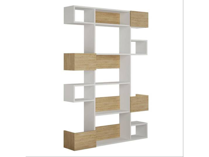 Calicosy Regal 9 Tabletten L120 cm - Niho, Eichefarben, Holzwerkstoff, 20x171x120 cm, Wohnzimmer, Regal, Bücherregale