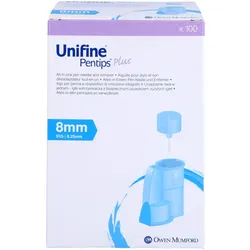Unifine, Bluttest, Pentips Plus Pennadeln Insulin-Injektor 31G 0.25x8mm hellblau steril 100 Stk