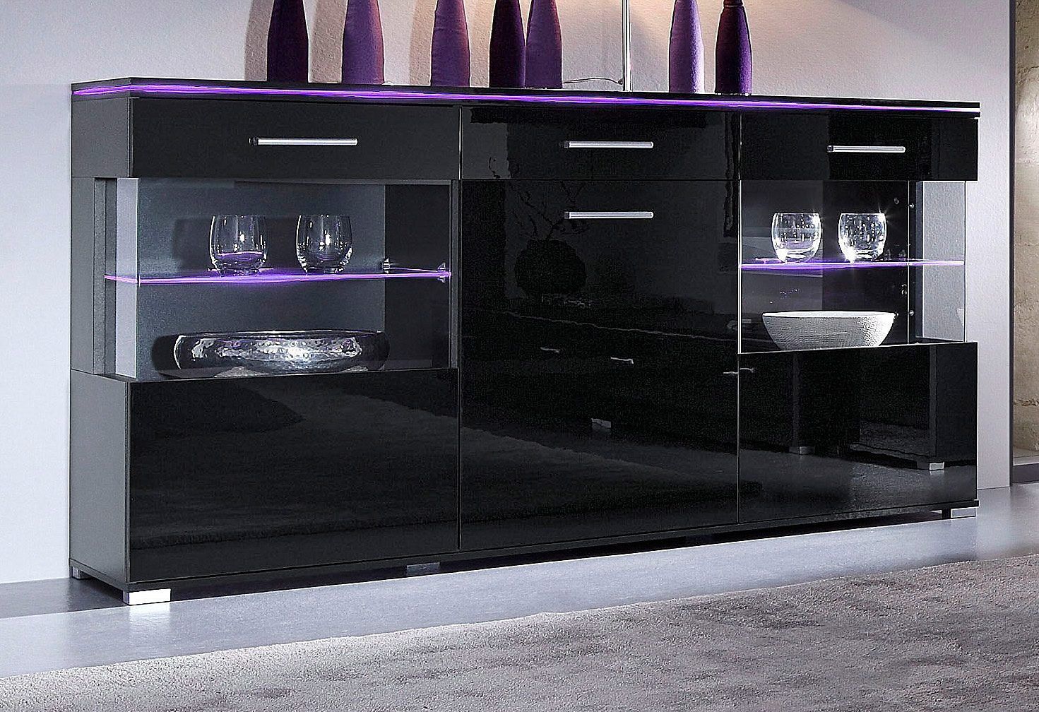 Sideboard HÖLTKEMEYER "Show", schwarz, Sideboards, Sideboard, Breite 150 cm schwarz Einheitsgröße