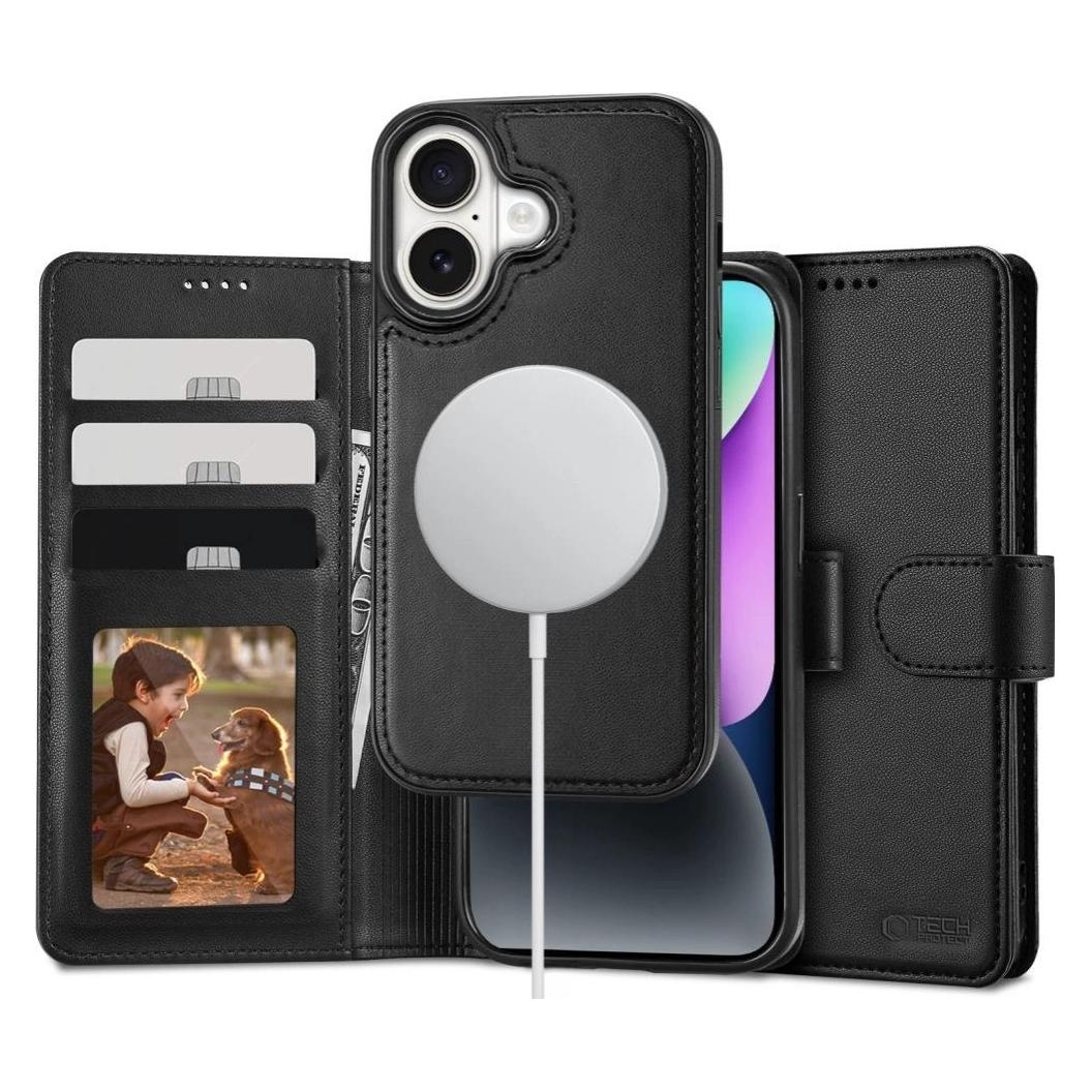 Tech-Protect Wallet MagSafe Case with Wallet for iPhone 16 - Black (Apple iPhone 16) (25498-0)