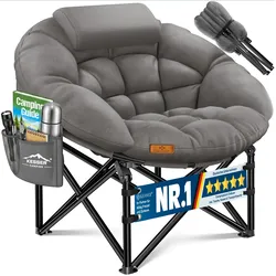 KESSER® Campingstuhl Chillexer faltbar 150 Kg Klappstuhl ultraleicht und breit, dickes Polster mit bequemen Kissen und Seitentasche, Cover, Outdoor + Indoor - rund, Camping, Angeln, Festival, Strand