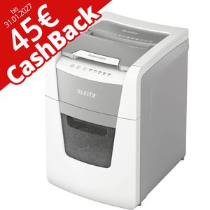 Leitz Aktenvernichter 8012 IQ Autofeed Small Office 100, weiß, 45 Cashback, 100 Blatt Autofeed, 2x15 mm Partikelschnitt P-5