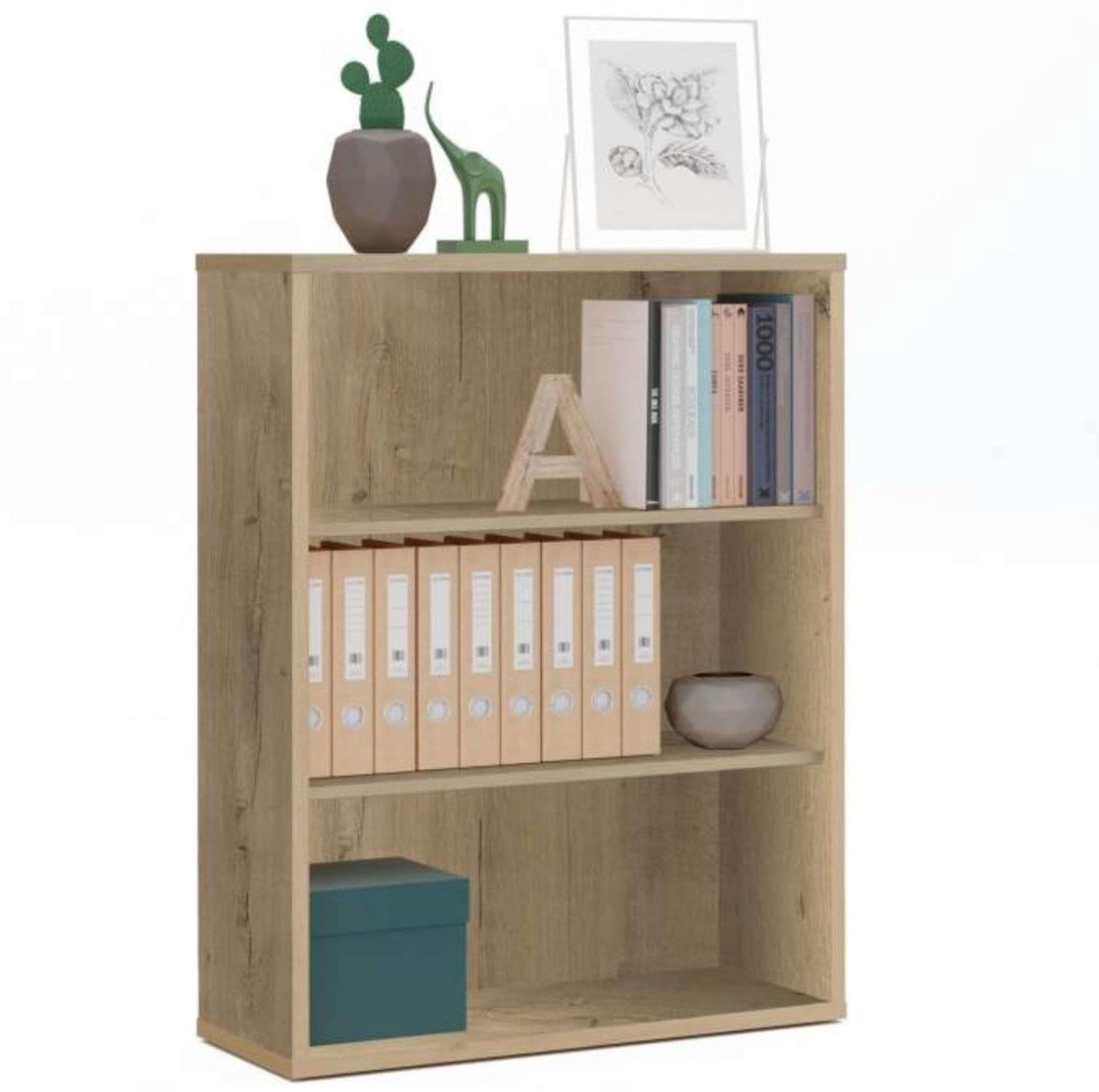 Solidchoice Basis Rek met 4 Verstelbare Planken in Eikenhout Kleur