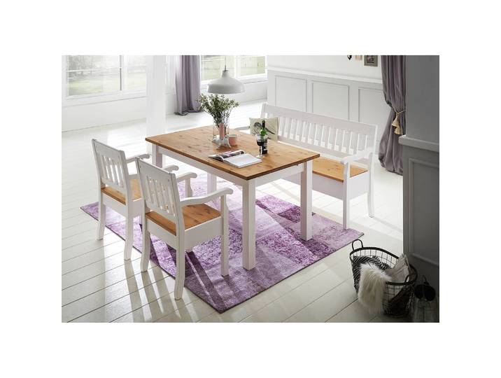 Banc Boston I 169cm Blanc/Marron/Epicéa blanc/Epicéa lessivé