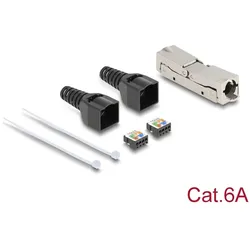 Delock RJ45 Verbinder LSA zu LSA mit Knickschutztülle Cat.6A werkzeugfrei