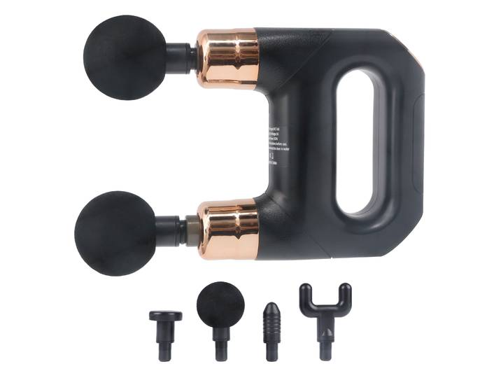Massagepistole Doppelkopf schwarz/gold