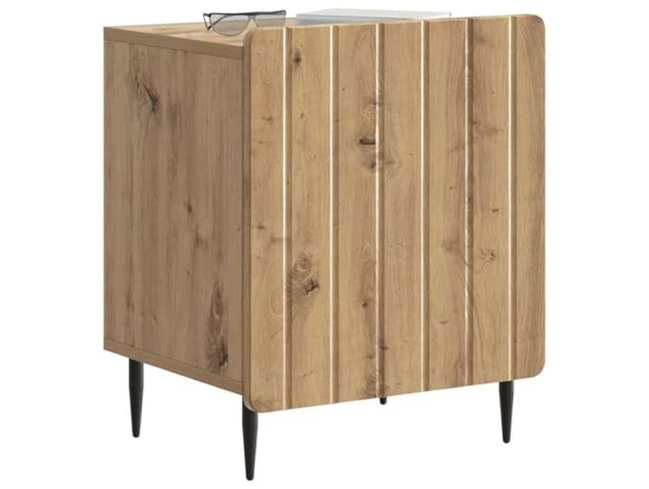 KTHLBRH Nachtschrank 2 Stück Eiche Handwerk 43 x 34,5 x 52 cm Technisches Holz, Eisenbeine, 90° drehbare Tür, großer Raum, einfache Wartung