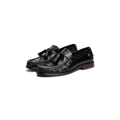 Loafer TOMMY HILFIGER "SQUARE TOE TASSEL LOAFER", Damen, Gr. 39, schwarz, Nappaleder, Schuhe Loafer, Blockabsatz, Slipper mit modischer Quaste