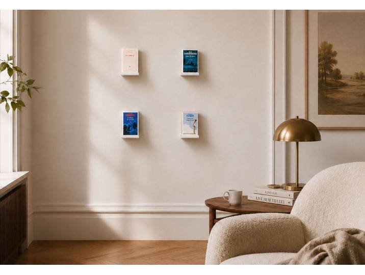 Mini étagère murale - 12 x 12 cm - blanche - lot de 4 - teebooks
