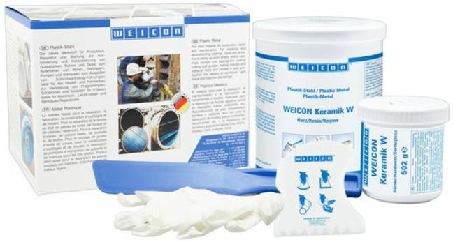WEICON Keramik W, mineralisch gefülltes Epoxidharz-System zur Verschleißschutzbeschichtung, 2 kg, weiß (10460020)