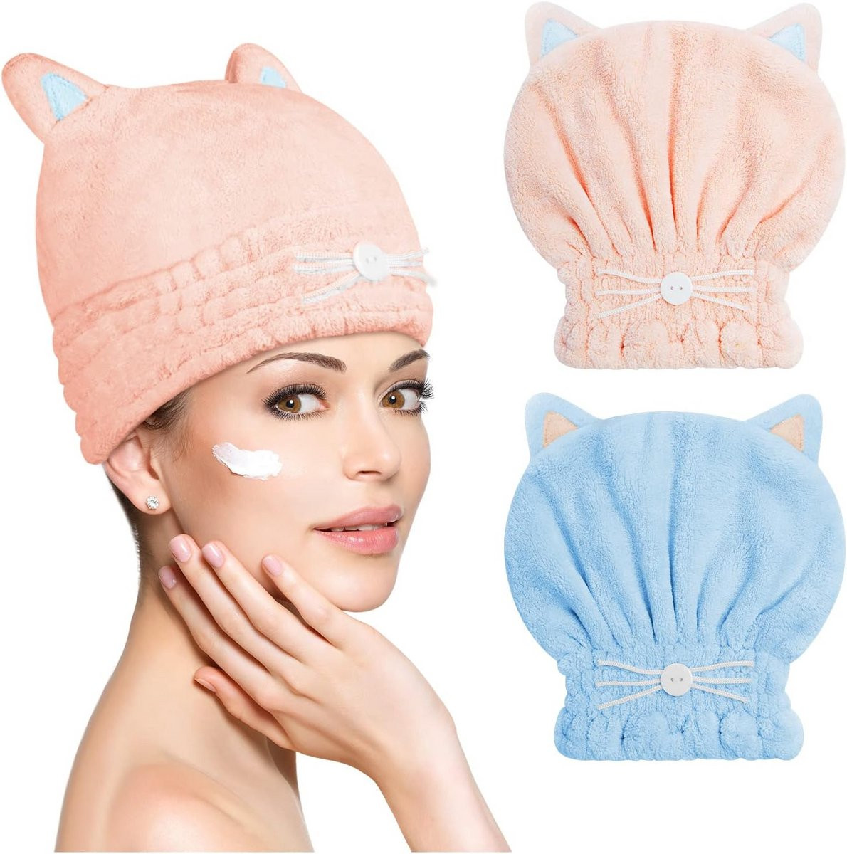Set van 2 Haar Handdoek Turban - Ultra Absorberende Microvezel Drogen Hoofdband voor Volwassenen