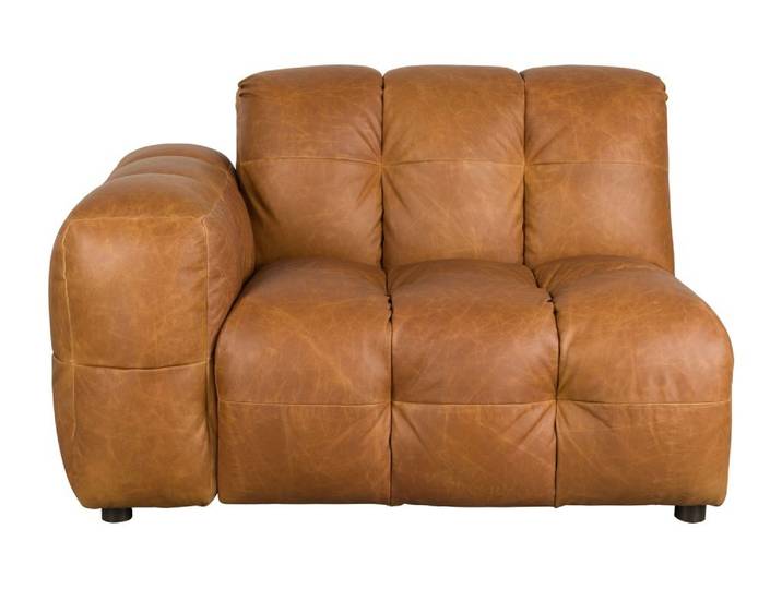 Sofa-Element Hackman mit Armlehne links: Modulares Ledersofa in Cognac