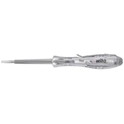 Wiha Spannungsprüfer SoftFinish einpolig, 110 - 250 Volt Schlitz transparent, mit Ansteckclip - 34745