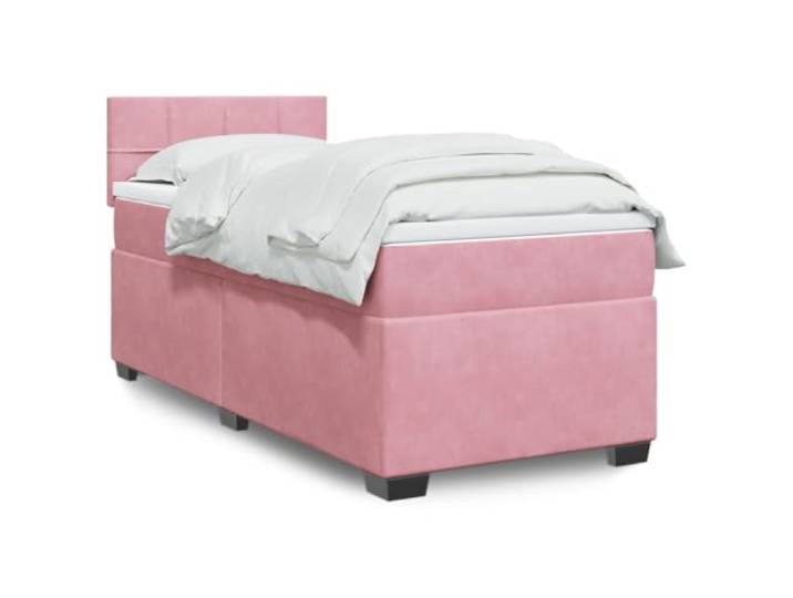 RJPLMFV Lattenrost komplett mit Matratze, Rosa, 80 x 200 cm Weicher Velours, Taschenfedern, Kopfteil, abnehmbarer Bezug, stabiles Design