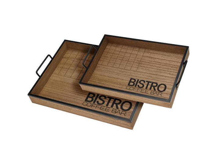 Home Styling Collection Serviertabletts 2er-Set Braun 41,5/30/8 cm, 30x8x41.5 cm, Geschirr, Tischkultur & Serviergeschirr, Servierplatten