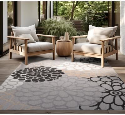 Alise Rugs Origin Coastal Floral Indoor/Outdoor Area Rug
