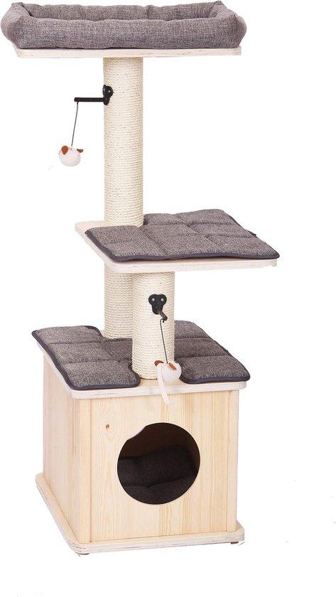 Famanu Kratzbaum Holz Skandinavisches Design 48x38x109 cm Natürliche Optik