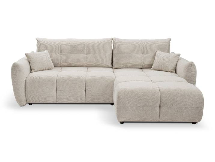 Masseno Ecksofa MODA mit Schlaffunktion und Bettkasten, Ausziehbares Bettsofa - Beige, NORDIC TAUPE
